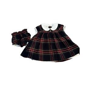 Edgehill Collection Black Red Plaid Print Peter Pan Collar A-Line Dress Size 12M